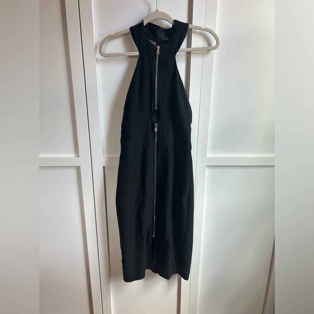 Bebe Black Zipper and Cutout Detail Midi Dress Y2K